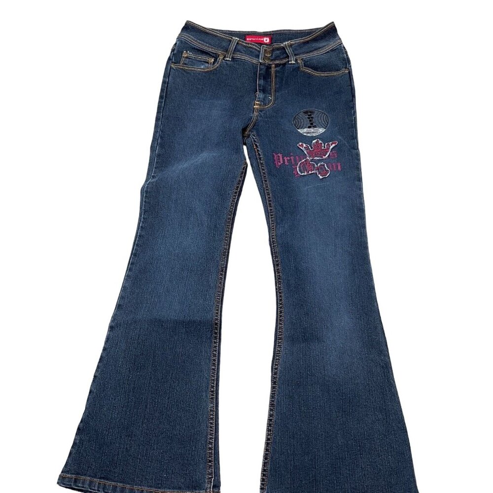 Gasoline Jeans Juniors 14 27Wx 28L Blue PRINCESS DENIM Bootcut Midrise NWT